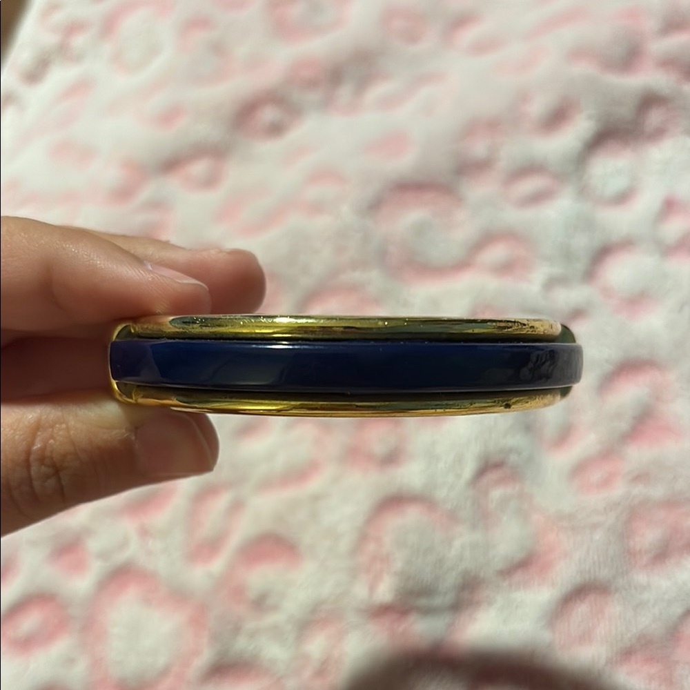 Gold and Blue Bangle Bracelet